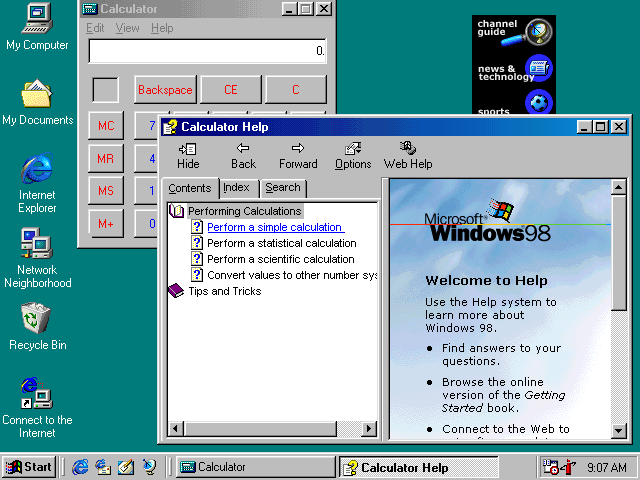 Aplicaciones de Windows 98